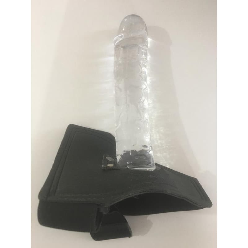 20 Cm. – Tam Realistik – Belden Bağlamalı Kemerli Jel Dildo (Şeffaf Beyaz)